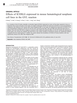 Effects of ICOSLG Expressed in Mouse Hematological Neoplasm Cell Lines in the GVL Reaction