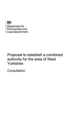 Proposal to Establish a Combined Authority for Sheffield City Region