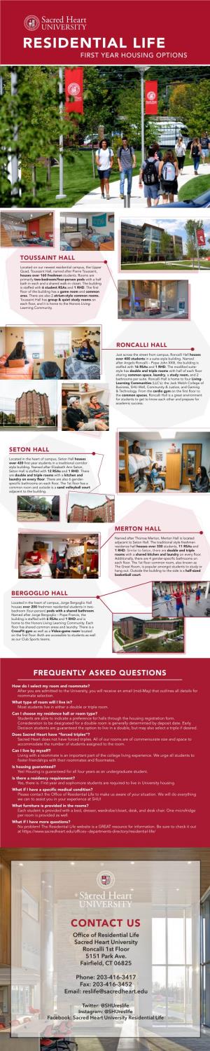 Residential Life First Year Housing Options