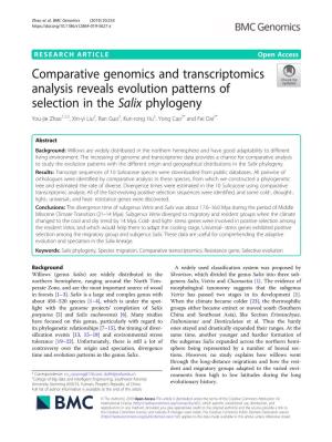 Comparative Genomics and Transcriptomics Analysis Reveals Evolution Patterns of Selection in the Salix Phylogeny