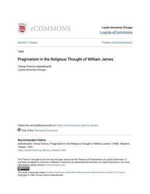 Pragmatism in the Religious Thought of William James