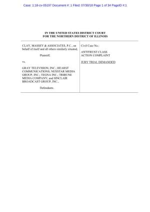 Class Action Lawsuit Pursuant to Sections 4 and 16 of The