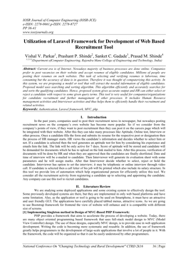 Utilization of Laravel Framework for Development of Web Based Recruitment Tool
