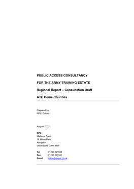 Regional Report – Consultation Draft