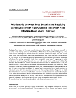 Relationship Between Food Security and Receiving Carbohydrate with High Glycemic Index with Acne Infection (Case Study – Control)