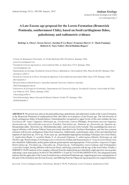 A Late Eocene Age Proposal for the Loreto Formation (Brunswick Peninsula, Southernmost Chile), Based on Fossil Cartilaginous