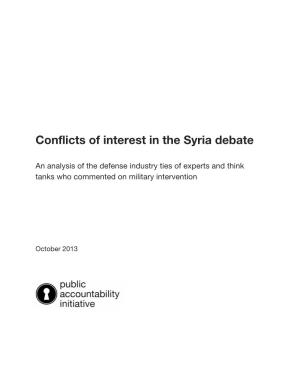 Conflicts of Interest in the Syria Debate