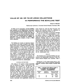 Value of 48- Or 72-Hr Urine Collections in Performing the Schilling Test