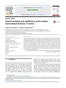 Clinical Anatomy and Significance of the Lumbar