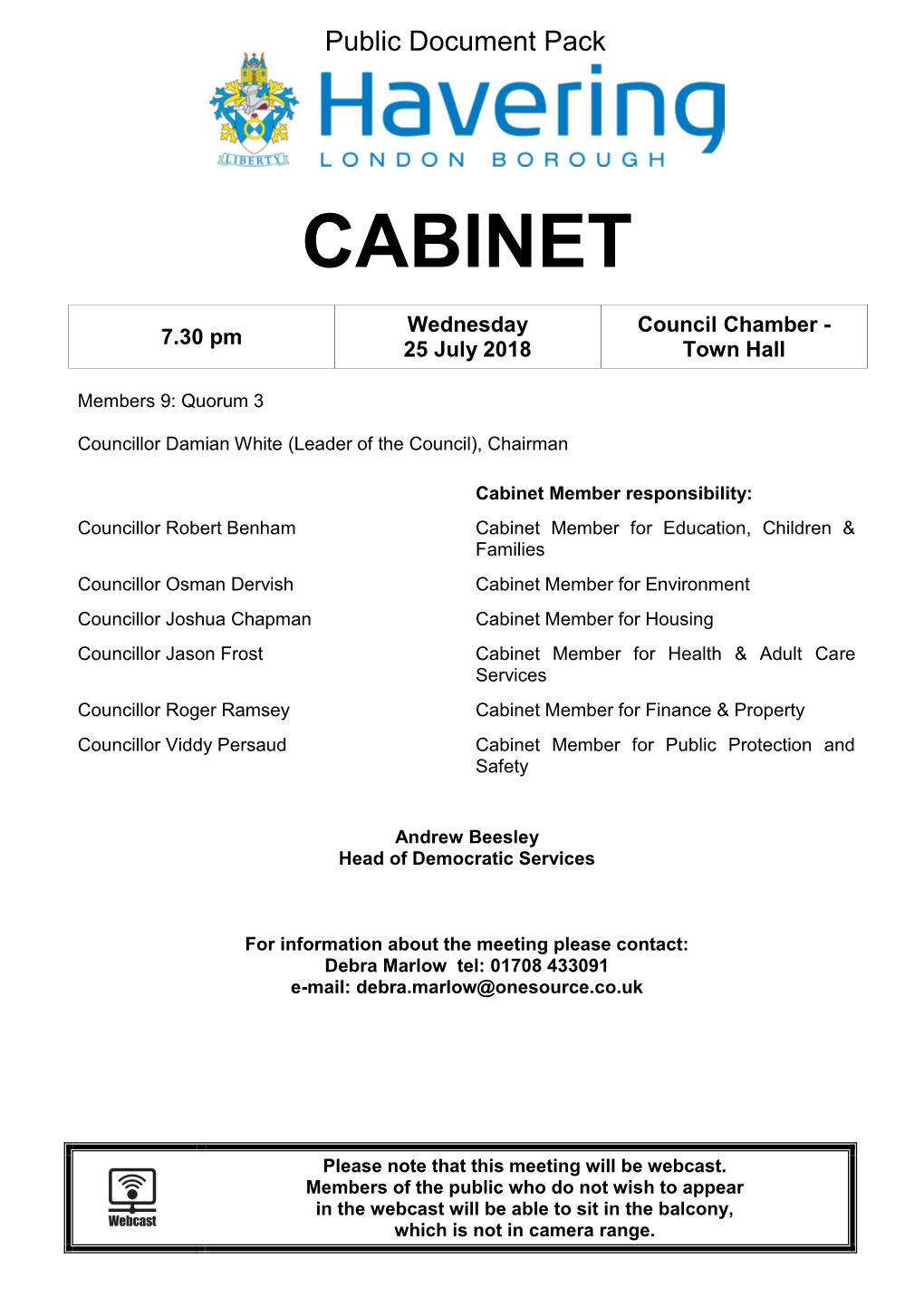 (Public Pack)Agenda Document for Cabinet, 25/07/2018 19:30