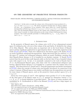 On the Geometry of Projective Tensor Products