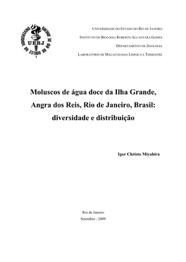 Moluscos De Água Doce Da Ilha Grande, Angra Dos Reis, Rio De Janeiro, Brasil: Diversidade E Distribuição