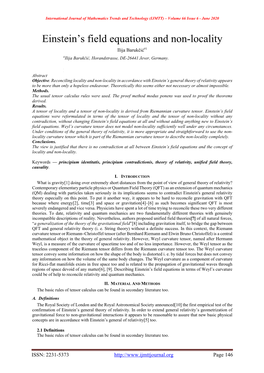 Einstein's Field Equations and Non-Locality