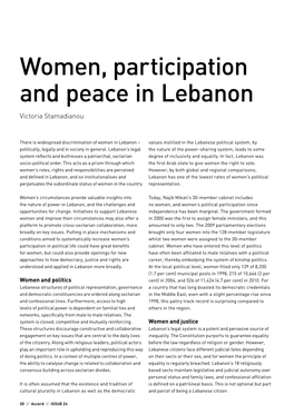 Women, Participation and Peace in Lebanon Victoria Stamadianou
