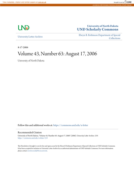 August 17, 2006 University of North Dakota