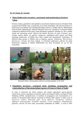 1. Plant Biodiversity Inventory, Assessment and Monitoring in Eastern Ghats