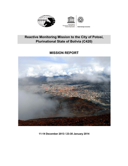 Reactive Monitoring Mission to the City of Potosí, Plurinational State of Bolivia (C420)