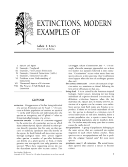 Extinctions, Modern Examples Of