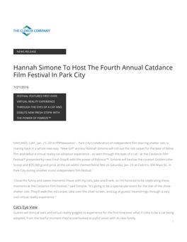 Hannah Simone to Host the Fourth Annual Catdance Film Festival in Park City