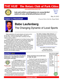THE HUB the Rotary Club of Park Cities Babe Laufenberg