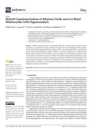 Hybrid Copolymerization of Ethylene Oxide and Tert-Butyl Methacrylate with Organocatalyst