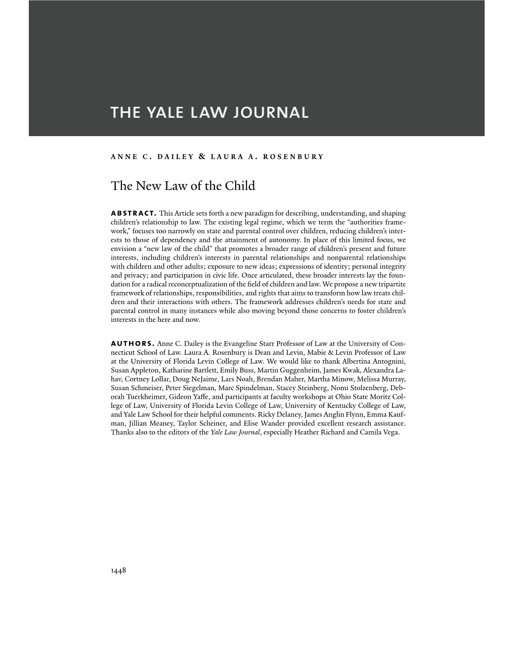 The New Law of the Child Abstract