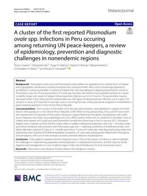 A Cluster of the First Reported Plasmodium Ovale Spp. Infections In