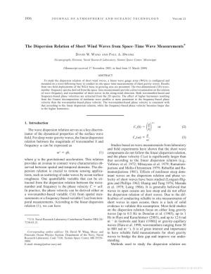 The Dispersion Relation of Short Wind Waves from Space–Time Wave Measurements*