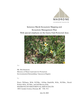 Somenos Garry Oak Ecosystem Mapping and Management Plan