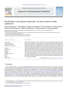 An Early Marker for Rett Syndrome?