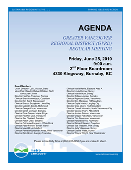 GVRD Board Meeting Agenda Package