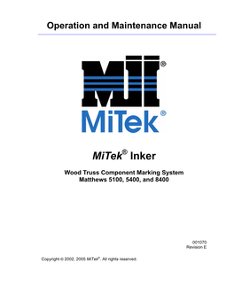 Inker – Operation and Maintenance – 001070 Rev E