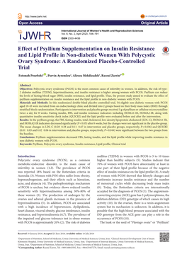 Effect of Psyllium Supplementation on Insulin Resistance and Lipid Profile