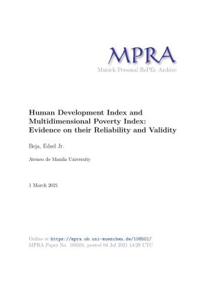 Human Development Index and Multidimensional Poverty Index: Evidence on Their Reliability and Validity