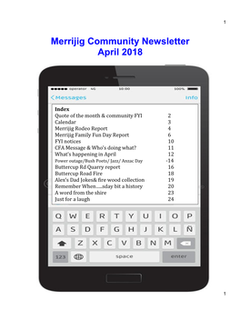 Merrijig Community Newsletter April 2018