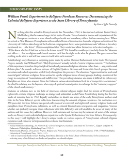 William Penn's Experiment in Religious Freedom