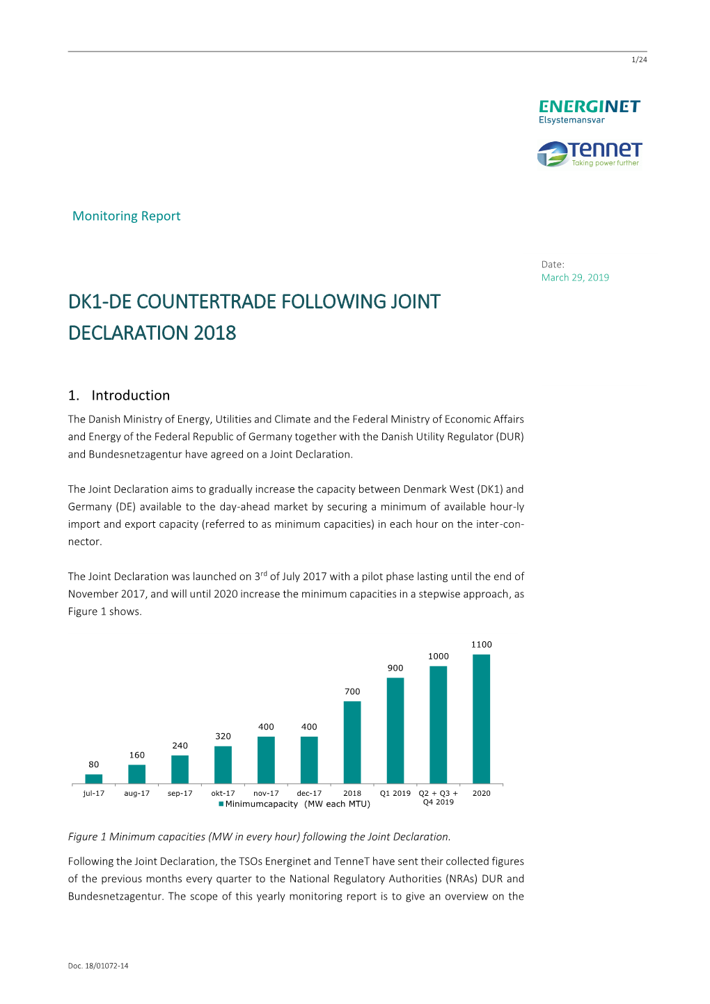 Dk1-De Countertrade Following Joint Declaration 2018