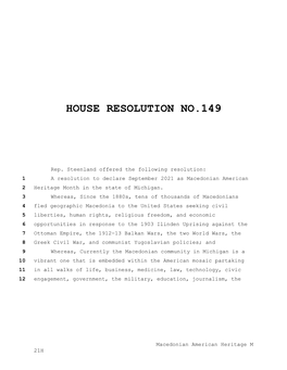 House Resolution No.149