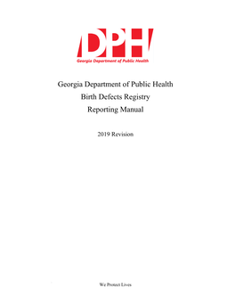 Georgia Department of Public Health Birth Defects Registry Reporting Manual