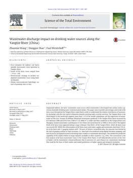 Wastewater Discharge Impact on Drinking Water Sources Along the Yangtze River (China)