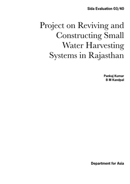 Project on Reviving and Constructing Small Water Harvesting Systems in Rajasthan