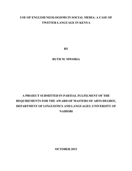 Use of English Neologisms in Social Media: a Case of Twitter Language in Kenya