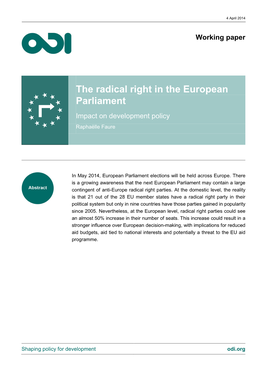 The Radical Right in the European Parliament Impact on Development Policy Raphaëlle Faure