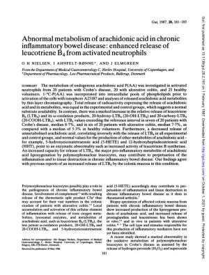 Abnormal Metabolism of Arachidonic Acid in Chronic Leucotriene B4 From