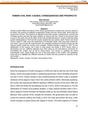 Yemeni Civil War: Causes, Consequences and Prospects