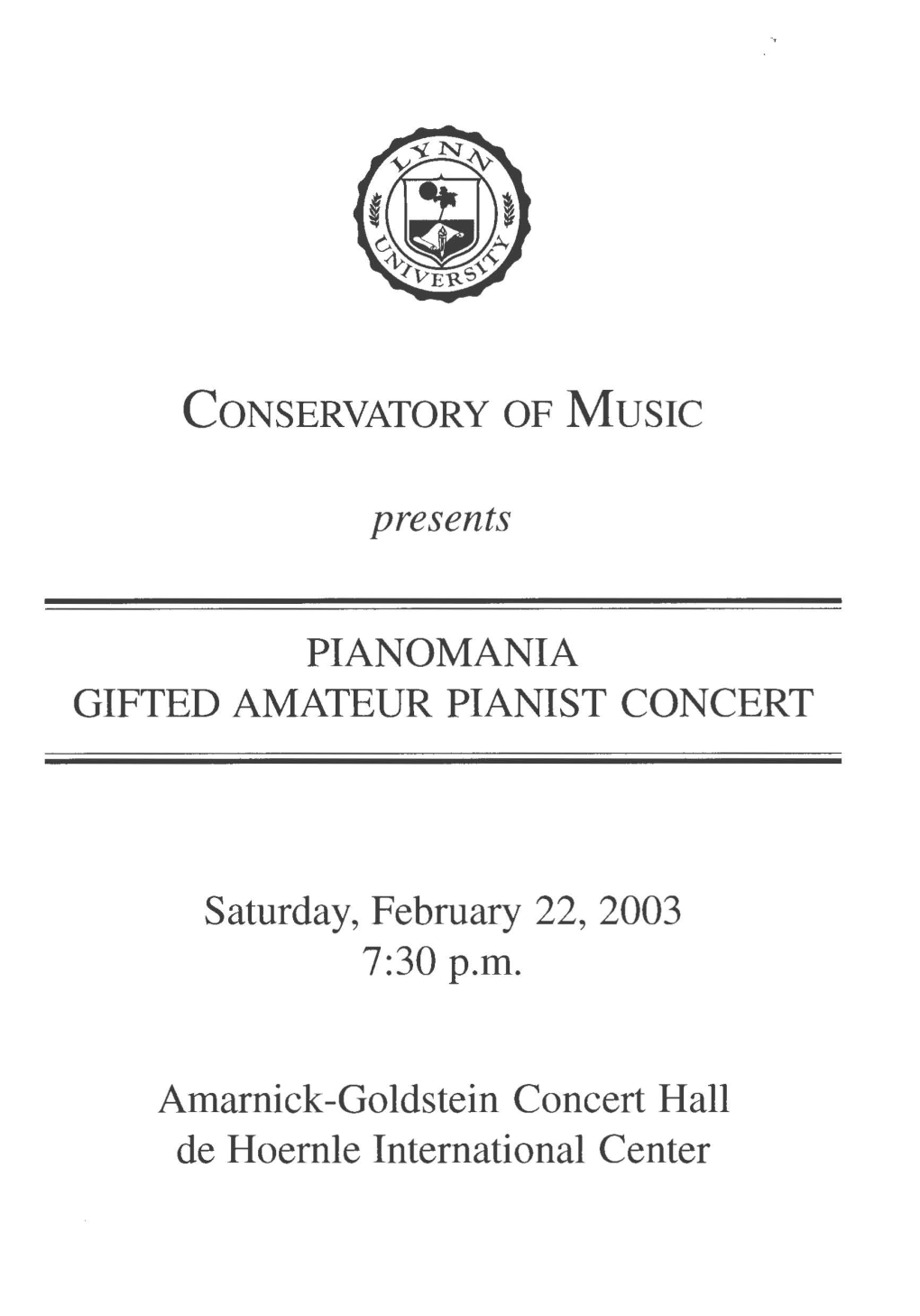 2002-2003 Pianomania: Gifted Amateur Pianist Concert