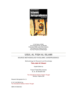 Usul Al Fiqh Al Islami Source Methodology in Islamic Jurisprudence