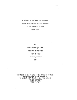 A HISTORY of the AMERICAN SOUTHWEST BLACK UNITED STATES DEPUTY MARSHA~S in the INDIAN Territnry