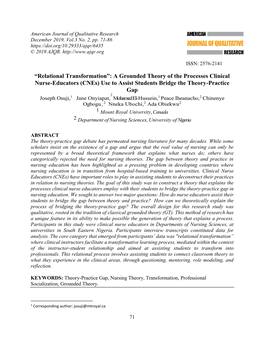 A Grounded Theory of the Processes Clinical Nurse-Educators (Cnes)