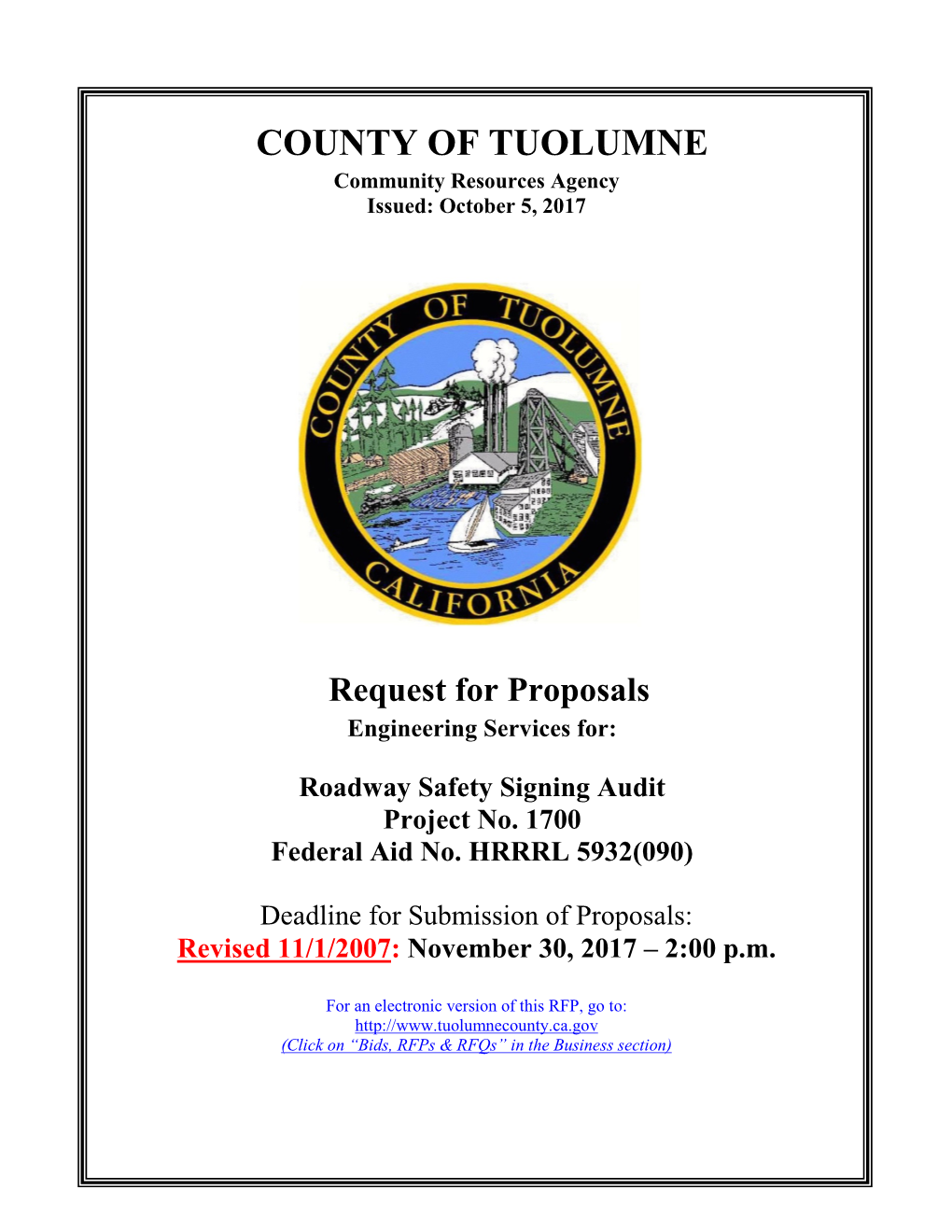 Tuolumne County Standard Agreement for Professional Services (DRAFT)